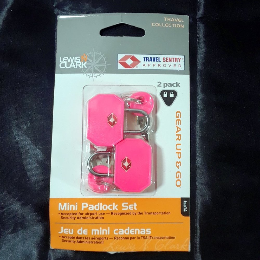 Lewis N. Clark TSA Sentry Mini Padlock 2 Pack Pink